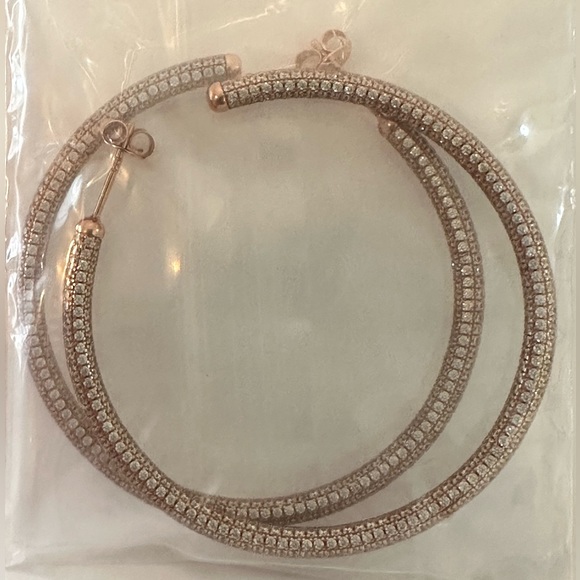 ✨Host Pick✨50mm Pave Hoop Earrings- Rose Gold - Picture 7 of 7